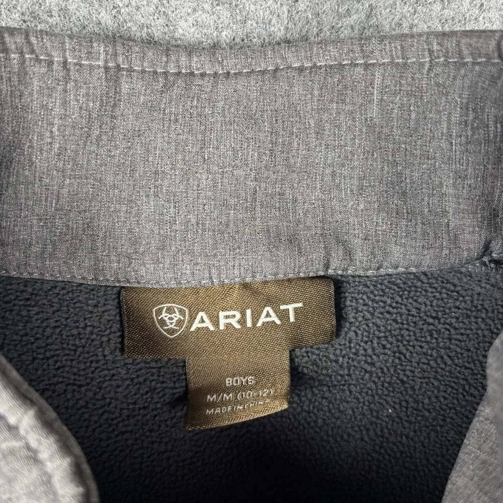 Ariat Jacket Boys Medium 10-12 Full Zip Gray World Series Roping Embroidered EUC